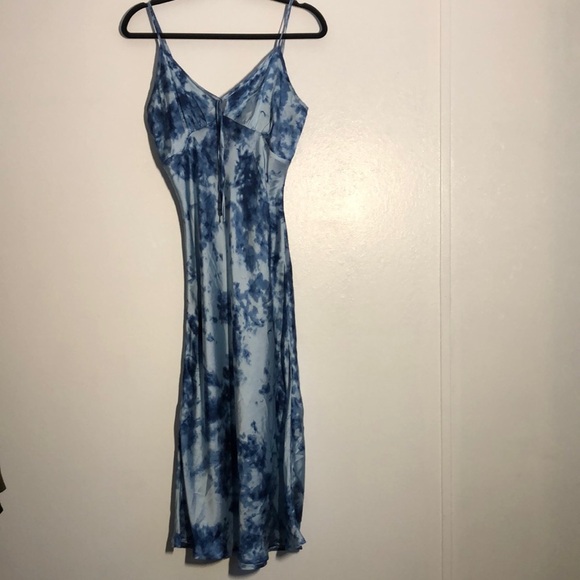 American Eagle Outfitters Midi Dress Womens S Blue Silky Smooth Boho - Picture 1 of 5